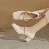 Zapatos Planos de Tacón Grueso y Punta Cuadrada Jingang Yl50305 para Mujer 2025 Nuevo Otoño Versátiles Franceses Suela Suave Zapatos de Boda para Novias