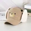 Bonés de Veludo Cotelê Atacado para Crianças de 3-8 Anos, Bonés Super Fofos com Orelhas de Urso de Desenho Animado para Outono e Inverno, Transfronteiriço