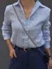 Abraçando o Estilo Old Money~ Camisas de Linho Coloridas, Casuais e Relaxadas, Camisas Casuais Femininas