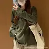 Pantalones Casuales Caqui de Cintura Alta para Mujer Otoño 2026 Nuevos Pantalones de Pierna Cortada Plisados Petites Sueltos Adelgazantes de Pierna Ancha