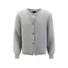 Cárdigan de Punto Gris Botones Retro Japonés Unisex Simple Casual Versátil Chaqueta Suéter Gris para Superponer