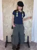 Pantalones Cortos de Trabajo Estilo Americano con Cordón, Pliegues y Bolsillos Grandes, Pierna Ancha para Hombres y Mujeres, Verano Directo de Fábrica