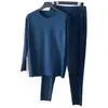 Traje de ropa interior térmica sin costuras de terciopelo para hombre de otoño e invierno talla grande Traje Long Johns