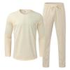 Conjunto de Camiseta de Manga Larga y Pantalones Lisos para Hombre Amazon Europeo y Americano 2026, Cuello Redondo, Conjunto de Dos Piezas de Corte Ajustado para Hombre de Exportación