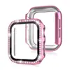 Funda galvanizada de una sola fila con incrustaciones de diamantes para Apple Watch Series 10, funda protectora integrada de un solo diamante