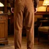 Pantalones Casuales de Pana Estilo Old Money para Hombre, Pantalones de Negocios Holgados de Pierna Recta, Elegantes Pantalones de Traje Holgados de Corte Slim para Hombre