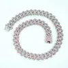 Estilo Hip Hop Europeu e Americano Colar Cubano Colorido com Strass Liga Metálica Corrente Totalmente Cravejada em Strass Formato de Diamante Acessórios de Personalidade Streetwear Tendência para Homens