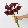 Flor Simulada Atacado 8 Peças Pu Mini Copo de Leite Decoração de Mesa Flor Branco Copo de Leite Simulado Exportação Amazon