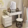 Nuevo Tocador de Pizarra Estilo Crema para Dormitorio 2025, Mesa de Maquillaje Moderna Simple de Lujo Ligero para Apartamento Pequeño con Gabinete de Cajones Integrado