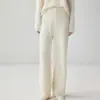 Calça casual larga e grossa de cashmere de cabra de cintura alta emagrecimento para mulheres, feita de tricô de lã de quatro fios, simples e elegante
