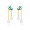 Pendientes de Plata de Ley S925 con Diseño de Nube para Mujer, Pendientes de Borla de Calcedonia Natural, Joyería de Alto Nivel Estilo Chino Nuevo, Venta al por Mayor Directa de Fábrica