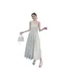 Vestido de tirantes estilo francés para mujer, vestido largo nuevo de verano, estilo vacacional, vestido de playa adelgazante, vestido de alta gama y con atmósfera