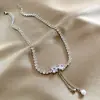 Elegante Collar de Lazo para Mujer, Exquisita y Lujosa Cadena para Clavícula con Borla, Gargantilla para Vestido, Accesorio Dulce y Fresco