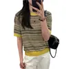 Top de punto de seda helada Lyocell Tencel de ajuste holgado adelgazante para mujer, Camiseta de lino de manga corta con cuello redondo de alta gama