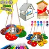 Alimentador de pájaros de madera de Amazon Alimentador de agua de alimentación Alimentación exterior Flores pintadas DIY Juguetes para niños