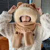 Bonito Gorro de Peluche Otoño e Invierno para Mujer, Set de Tres Piezas con Bufanda y Guantes, Gorro Integrado Forrado de Felpa y Engrosado, Resistente al Viento y Cálido para Exteriores