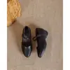 Sapatos de Salto Baixo Bico Fino Femininos 2026 Outono Novo Estilo Sapatos de Mãe Tira Única Mary Janes Retrô Sapatos Femininos Sapatos Pequenos de Couro