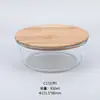 Contenedor de Almacenamiento de Alimentos de Vidrio Engrosado Resistente al Calor con Tapa de Madera de Bambú, Hermético, Apto para Microondas, para Cocinar al Vapor y Cocinar Alimentos, Fiambrera de Vidrio