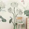 2026 Nuevo Estilo Chino Flor de Loto Fondo de TV Papel Tapiz Sala de Té Tela de Pared de Película Guzheng Sala de Estar Centro de Salud Papel Tapiz de Flor de Loto