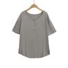 690-25 Primavera Nueva Estilo Europeo y Americano Sexy Baile Cuello Redondo Botón de Una Fila Holgado Casual Manga Corta Camiseta