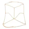 Cadena de pecho sexy europea y americana transfronteriza, cadena corporal de moda para chica súper sexy en bikini, joyería con colgante de diamante brillante, borla, femenina