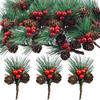Decoraciones navideñas piña aguja de pino cono rojo rama de pino colgante accesorios diy embalaje creativo accesorios caja de regalo mayoreo