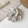 Scrunchie Floral Dupla Camada de Luxo Leve Coreano Elegante e Sofisticado Elástico de Cabelo Versátil Corda de Cabelo para Rabo de Cavalo para Mulheres