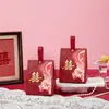 Caixa de doces de casamento Xido estilo chinês com peônia dourada, caixa de presente de casamento para segurar na mão, bolsa de doces de casamento de alta qualidade e elegante