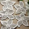 Accesorios de ropa parche de tela con aplicación de flor de organza blanca parche de decoración para ropa de chaqueta de plumas