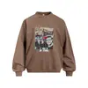 Sudadera elegante con estampado floral, cuello redondo, corte holgado, colección primavera/otoño para hombre, estilo retro americano, con diseño de rapero, acabado desgastado, ropa deportiva casual