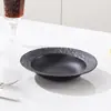 Plato con Patrón de Piedra de Plástico PP Lujo Accesible Negro Blanco Plato para Bistec Plato para Comida Occidental Plato para Pasta Plato Doméstico Plato Imitación Piedra