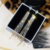 Pino de Prata S925 Brincos Longos Exagerados Combinam com Tudo Moda Coreana Elegantes Brincos de Borla de Diamante Brincos de Celebridade da Internet