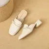 Mules Abertas Hui Liya Femininas para Outono de 2026, Novas Mules de Luxo Estilo Francês com Salto Bloco X309-89