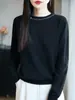Malha de Gola Redonda para Mulheres, Malha Brilhante de Seda com Borboleta e Diamante, Novo Estilo Outono e Inverno, Estilo Suave, Camisa Básica Justa