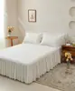 Saia de Cama Pura Algodão Peça Única 100% Algodão 2024 Novo Estilo Princesa Cor Sólida Cobertura de Cama Estilo Saia de Cama Capa Feia Conjunto de Lençóis Verão Fino
