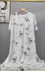 Novo Pijama de Algodão e Seda 2025 para Mulheres, Verão Fino Tamanho Grande, Vestido Longo de Algodão Artificial de Manga Curta para Usar por Cima