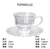 Exquisito Juego Completo de Tazas y Platillos, Tazas de Vidrio Separadas, Vasos para Café Americano Helado, Vasos Transparentes, Venta al por Mayor para Cafeterías