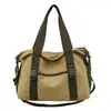 Bolsa Transversal Nova Retro de Comércio Exterior para Homens e Mulheres Versátil Bolsa de Lona Lavada Moda Grande Capacidade Portátil Bolsa de Ombro