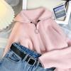 Suéter de Cuello Alto con Media Cremallera Estilo Perezoso para Mujer Estilo Coreano Otoño e Invierno Grueso Suelto Moderno Solapa Ropa Exterior Suéter