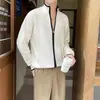 Suéter de punto a rayas color block para hombre y parejas, chaqueta cárdigan con cuello alto, estilo old money, moda de otoño e invierno, venta al por mayor de fábrica transfronteriza