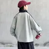 Sudadera de media cremallera con cuello alto para niño, para primavera y otoño, corte extragrande con mangas raglán de bloques de color y estampado de letras, top holgado de moda para niños mayores