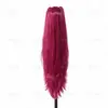 Peluca Roja Rosa de Doble Cola de Caballo, Cabello Largo Liso para Chicas Atrevidas, Tocado de Cosplay para Convenciones de Anime [Procesamiento Personalizado]