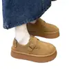 Calce fácil com forro de fleece Quente Novo Inverno 2024 Confortável Preguiçoso Sapatos de Algodão Plataforma Aumentada Retro Sapatos Burkenneth para Mulheres