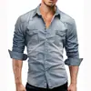 Punto Transfronterizo Nueva Camisa Chaqueta de Mezclilla Ebay Amazon Wish Chaqueta de Mezclilla Europea y Americana Top para Hombre Tk