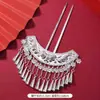 Adereços de Cabeça Étnicos, Grampos de Cabelo de Liga de Prata Dong e Miao, Grampos de Cabelo com Borlas, Grampos de Cabelo da Dinastia Han, Acessórios Miao para Performance de Palco
