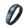 Popular Pulsera Tejida de Estilo Oscuro de Amazon con Piedra Natural Ojo de Tigre y Joyería de Cuero de Doble Capa de Moda para Hombre