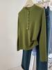 Suéter de cuello alto semiabierto verde retro europeo para mujer, elegante camisa interior ajustada de otoño e invierno