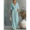 En stock 2026 Europeo y Americano transfronterizo primavera/verano Amazon elegante entallado a la cintura nuevo V-neck elegante mono de mujer
