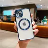 Adecuado para funda de teléfono iPhone15ProMax Apple 13/14 carga inalámbrica chapado anillo de atracción magnética transparente 12 funda blanda