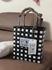 Cesta de Legumes Colorida Cesta de Plástico Tecida Xadrez Fresco Bolsa de Mão Bolsa de Palha Tecida Casual Padrão Xadrez Bolsa de Praia à Beira-Mar